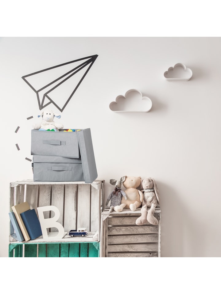 relaxdays 2 x Aufbewahrungsbox in Grau - (B)23 x (H)17 x (T)33 cm günstig kaufen onesize