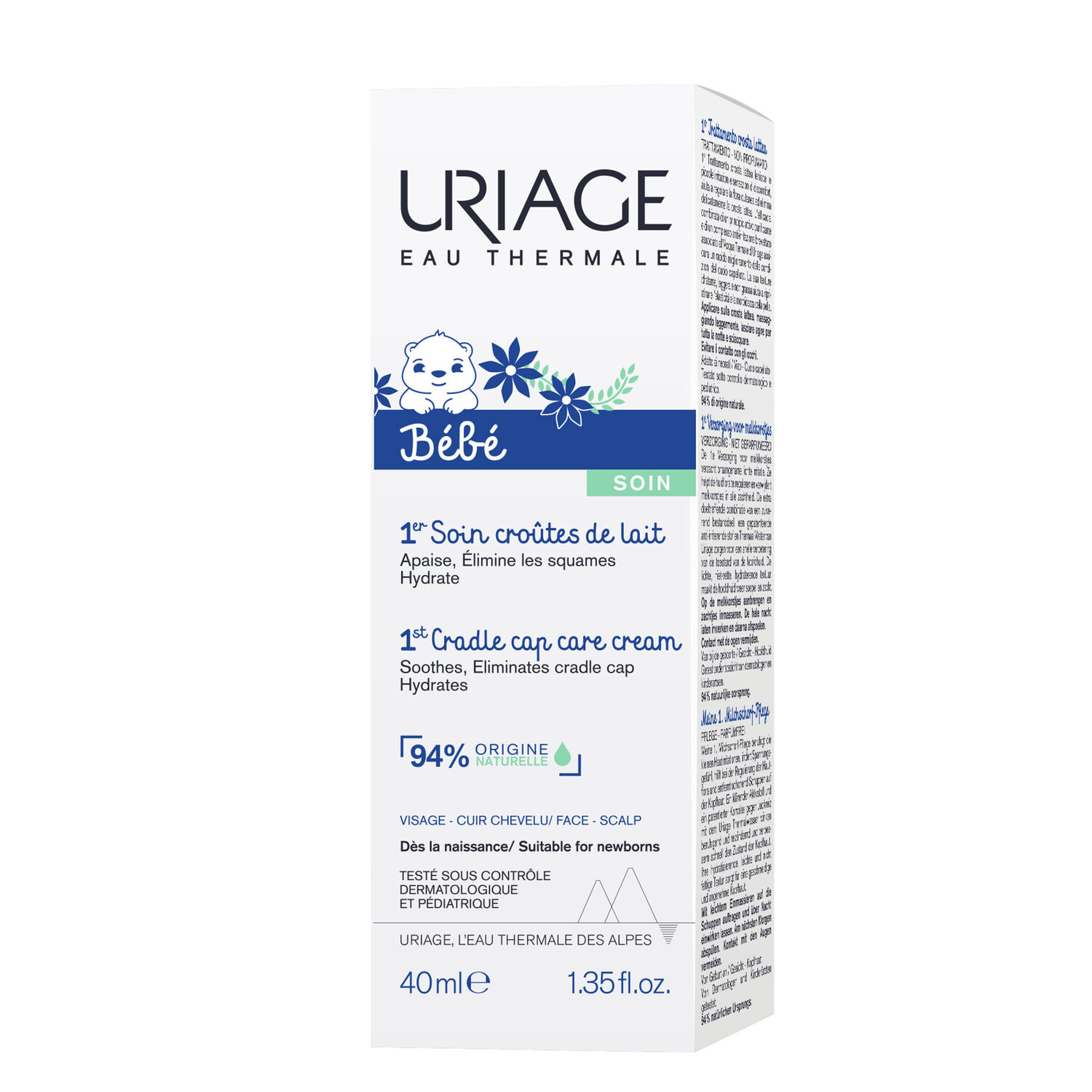 Uriage Bébé - 1er Soin Croûtes de Lait Apaise, Élimine Les Squames & Hydrate 40 ml