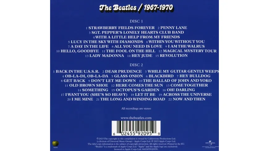 The Beatles 1967 - 1970 (Blue Album 2CD)