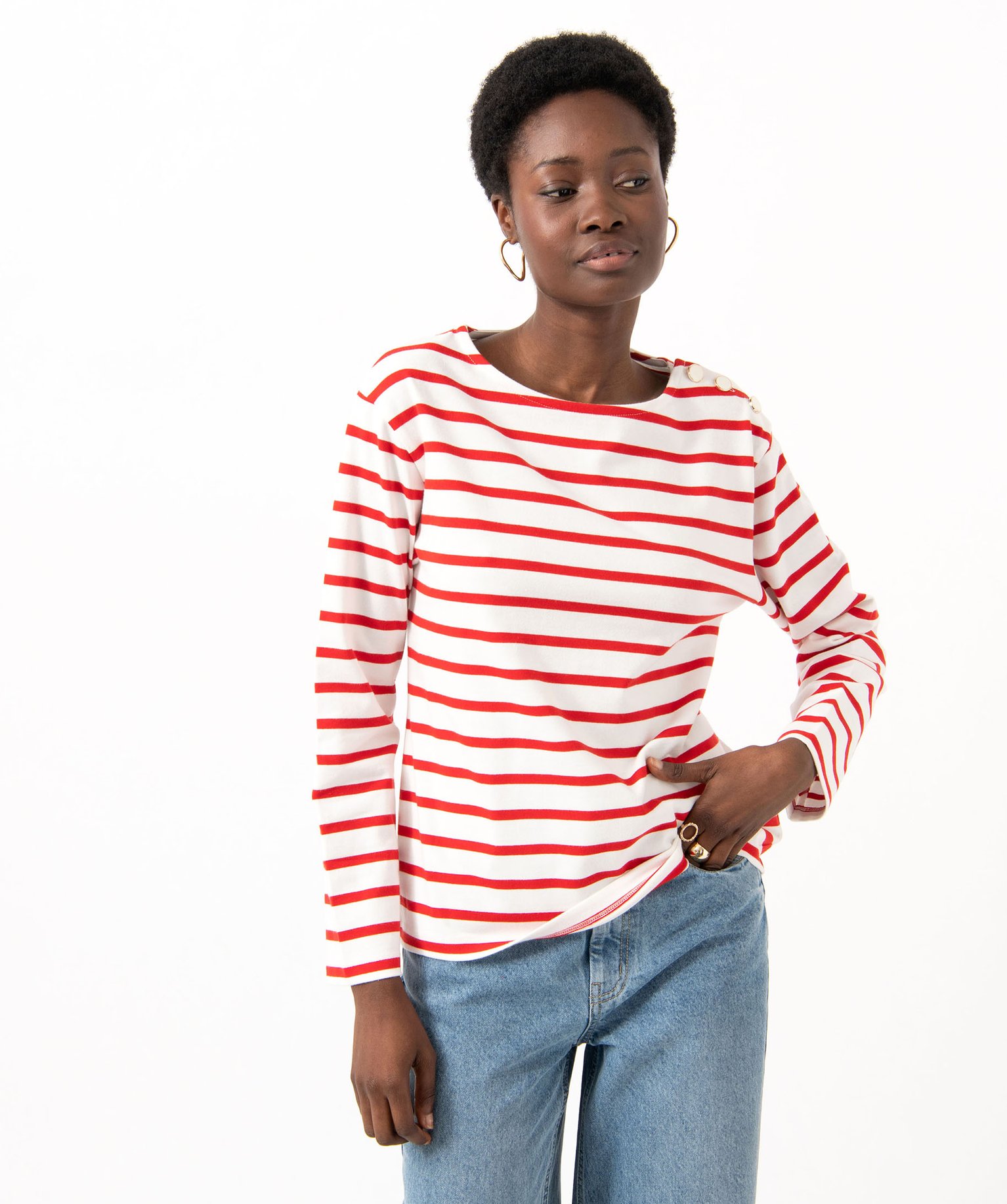 Tee-shirt rayé à manches longues femme raye | GEMO