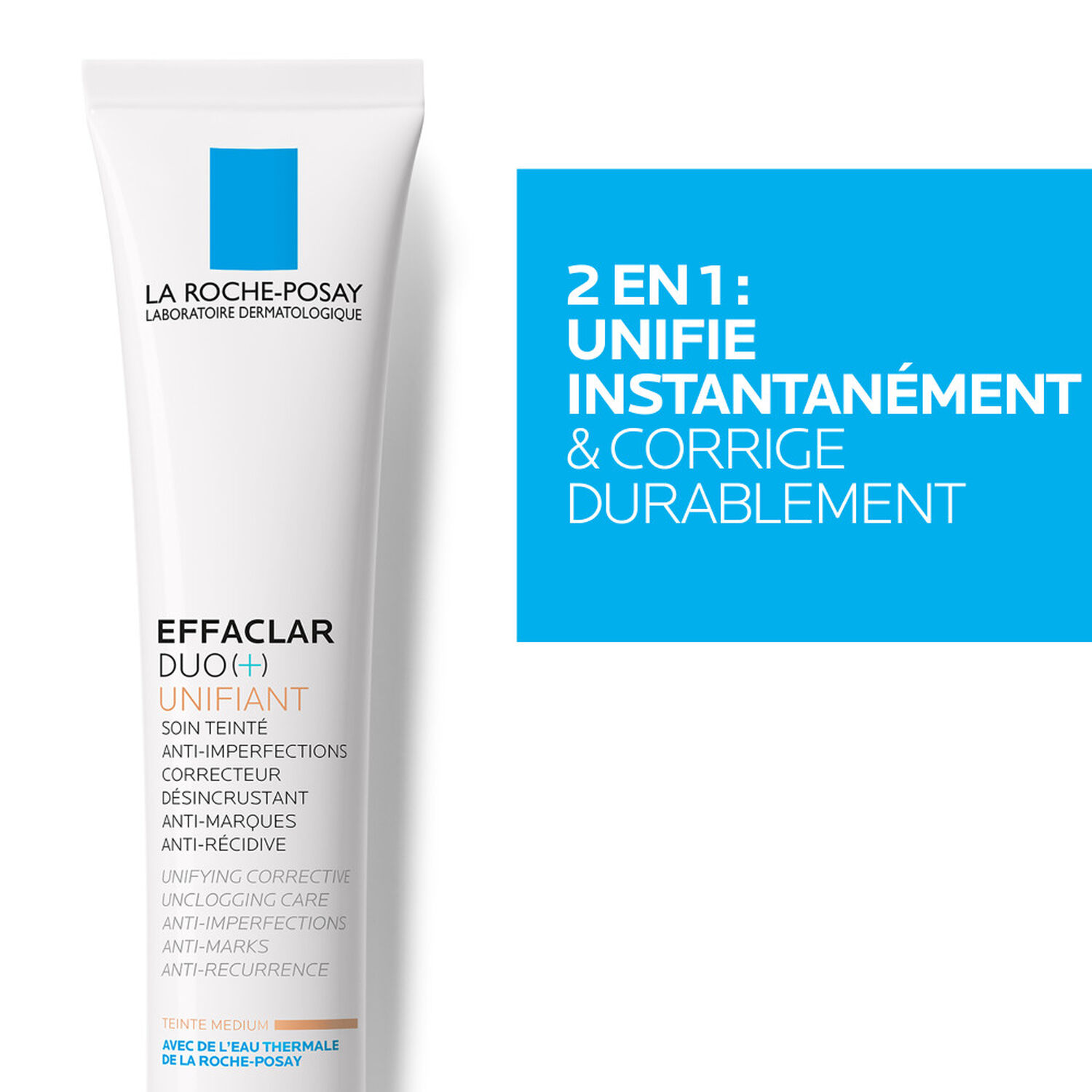la roche-posay Effaclar + Unifiant Soin Teinté Correcteur Unifiant Anti-Imperfections, Anti-Marques Et Anti-Récidive Pour Peaux Acnéiques 40 ml