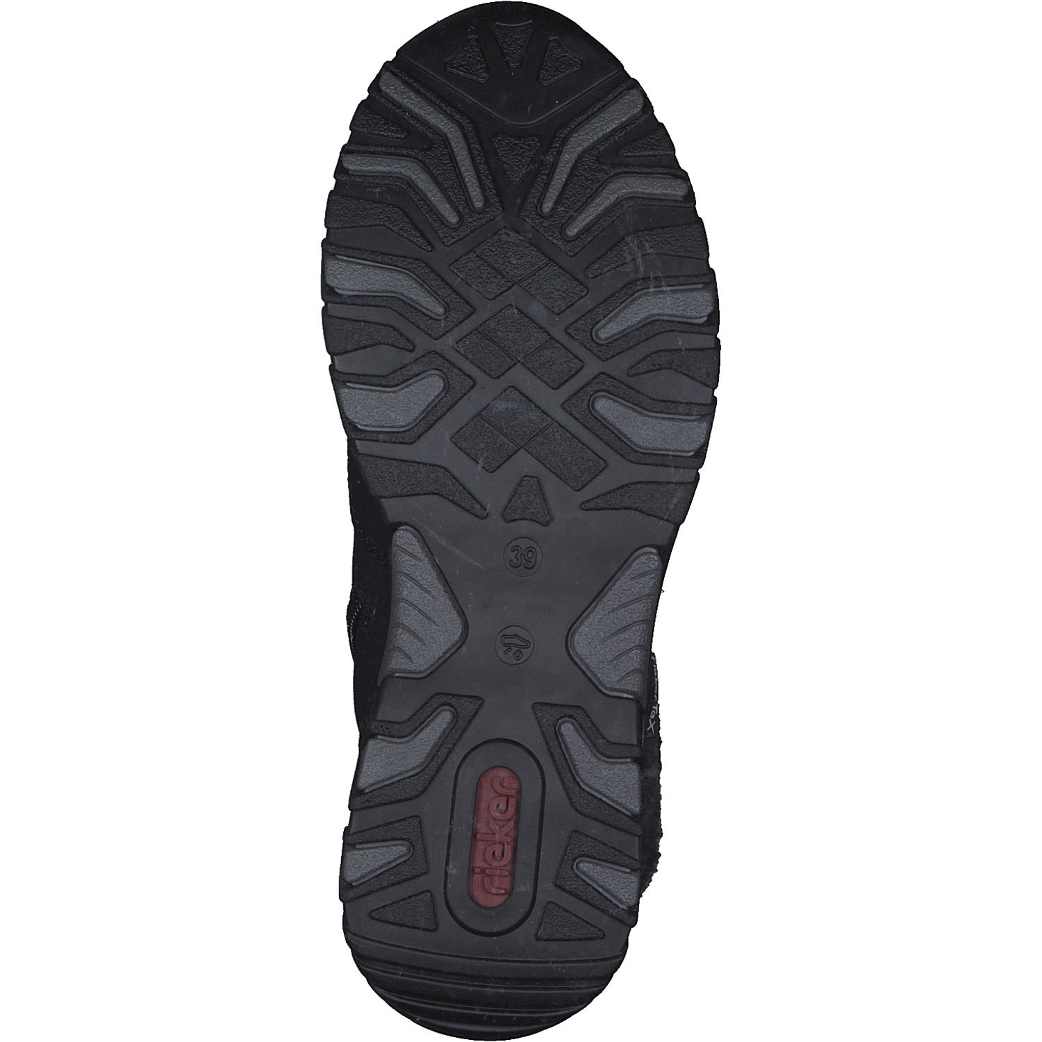 Rieker M9643, Schnürstiefel, Damen, schwarz/schwarz/grau/anthrazit