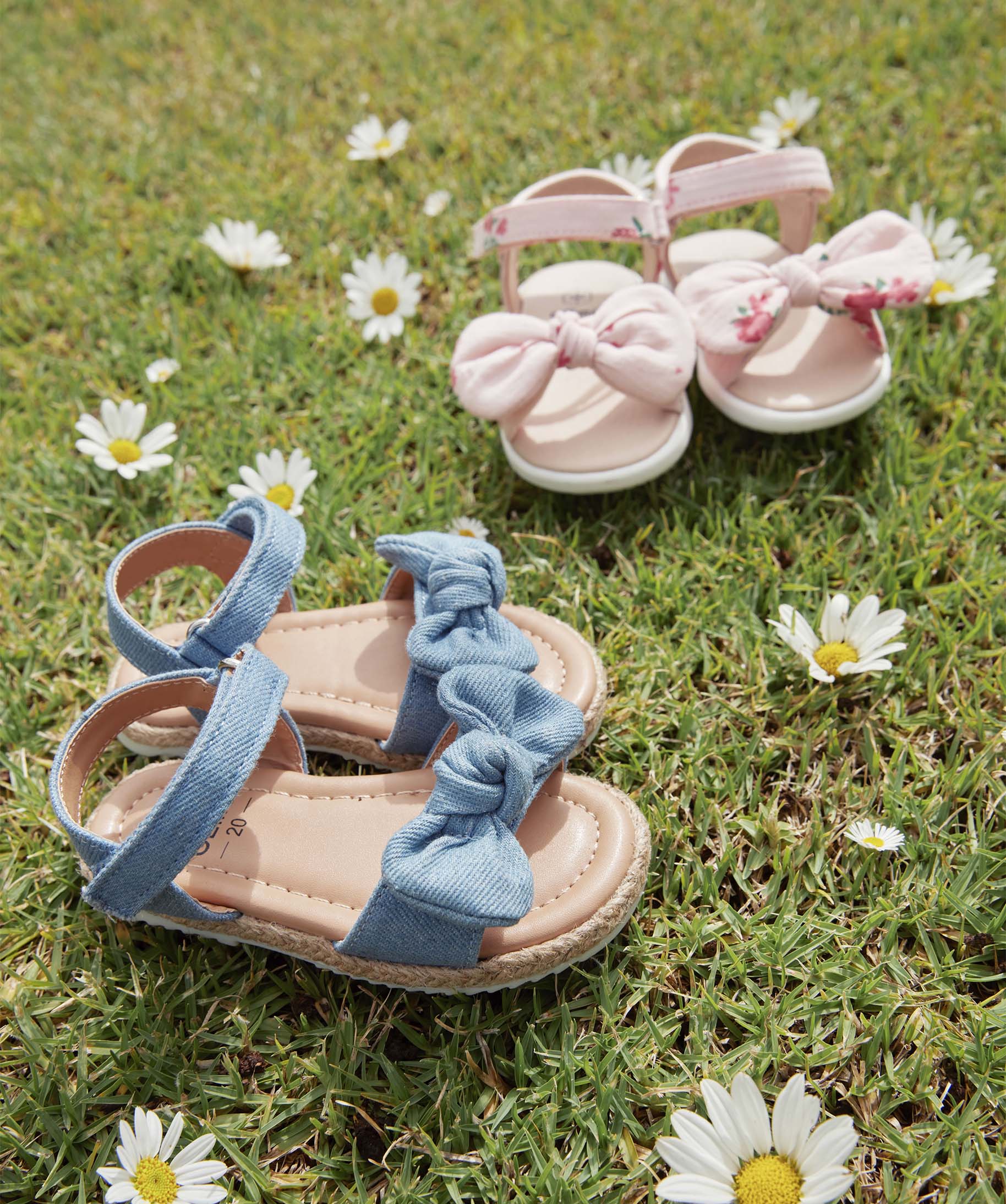 Sandales bébé fille en denim avec n?ud décoratif denim | GEMO