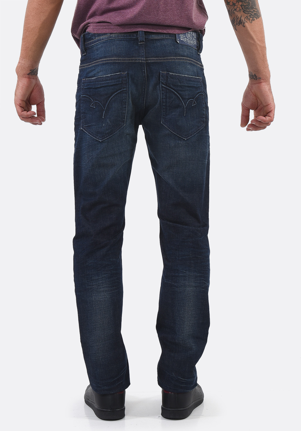 BROZZ  Jean coupe straight bleu délavé homme