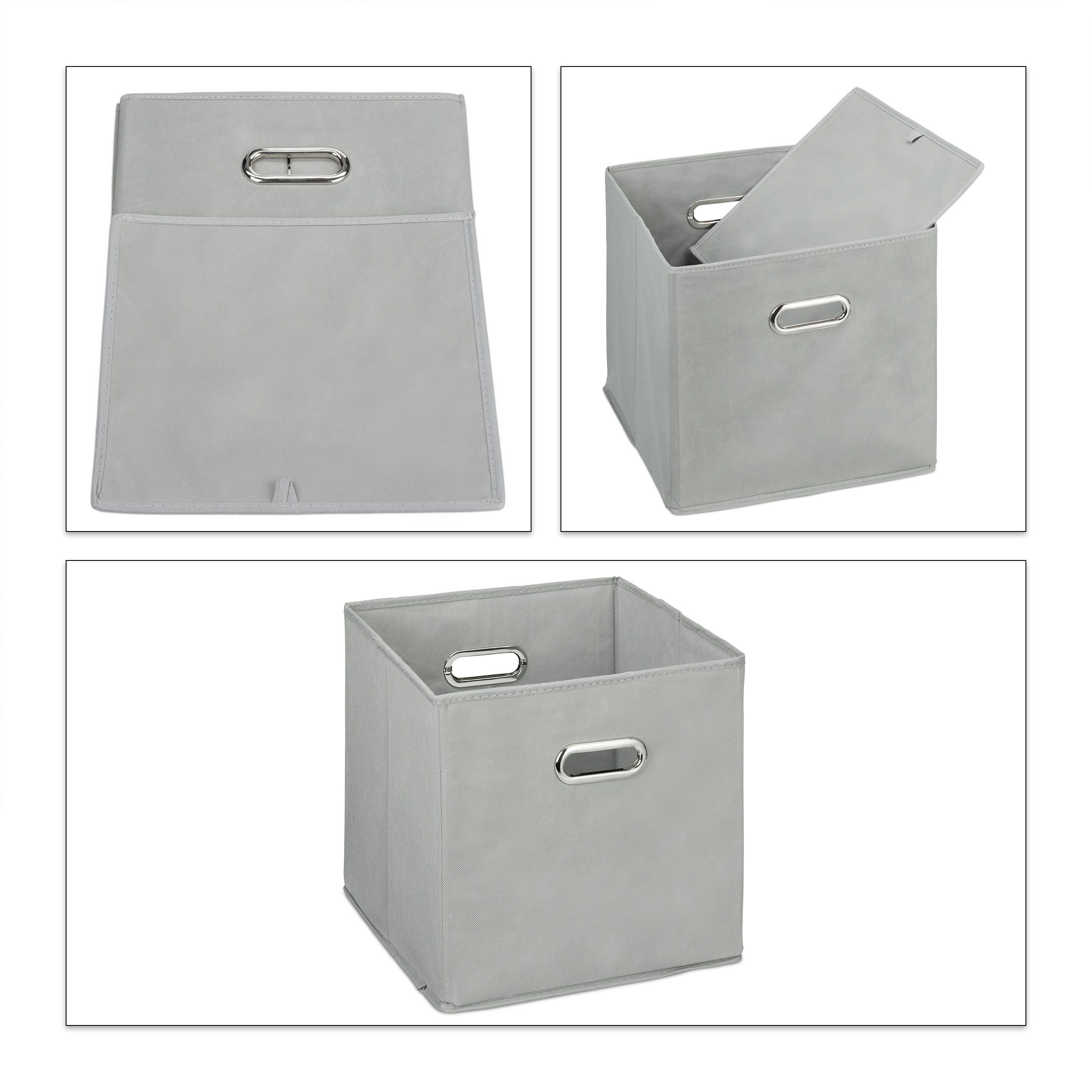 relaxdays Aufbewahrungsbox Aufbewahrungsbox Stoff 2er Set, Grau