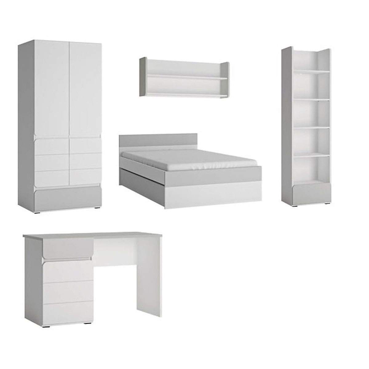 Jugendzimmer-Set Albi komplett 5-teilig grifflos