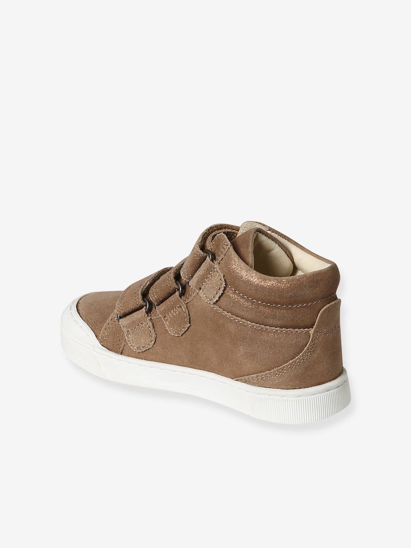 Baskets MID cuir scratchées fille collection maternelle beige doré
