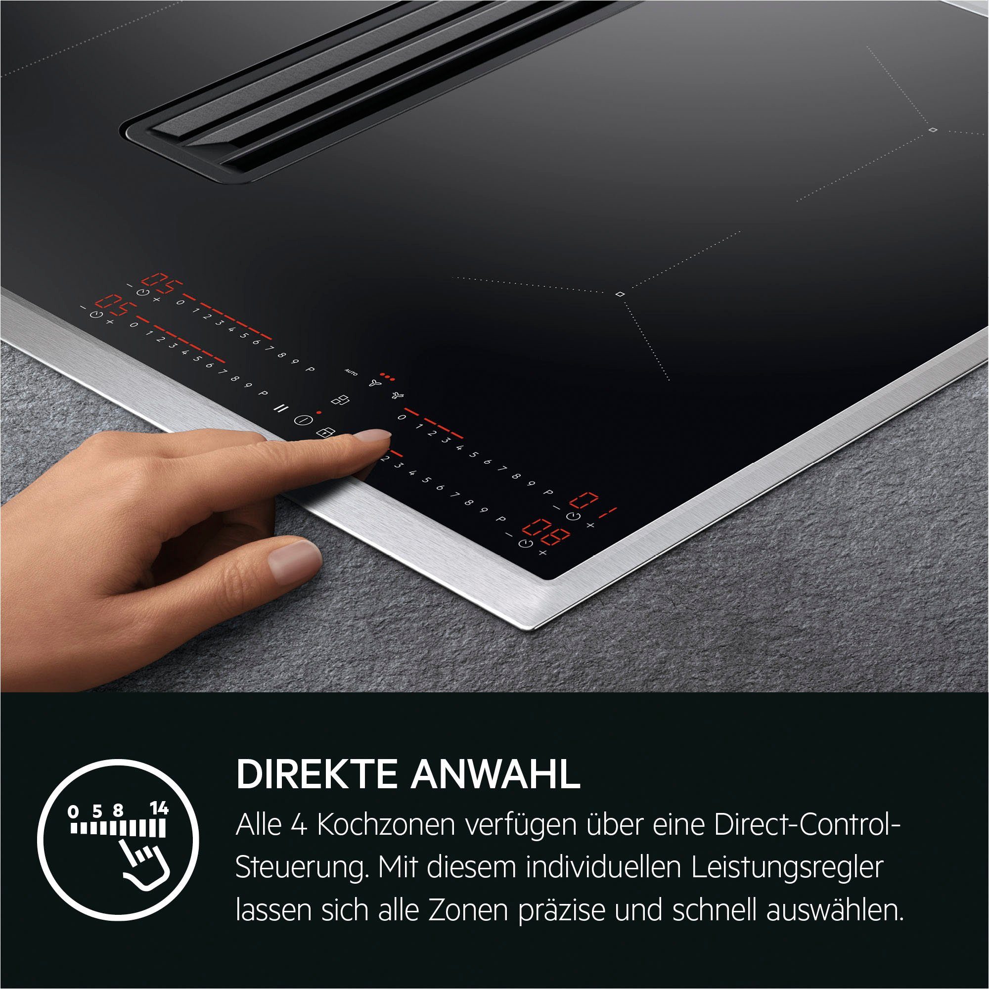 AEG Kochfeld mit Dunstabzug COLI84COXB