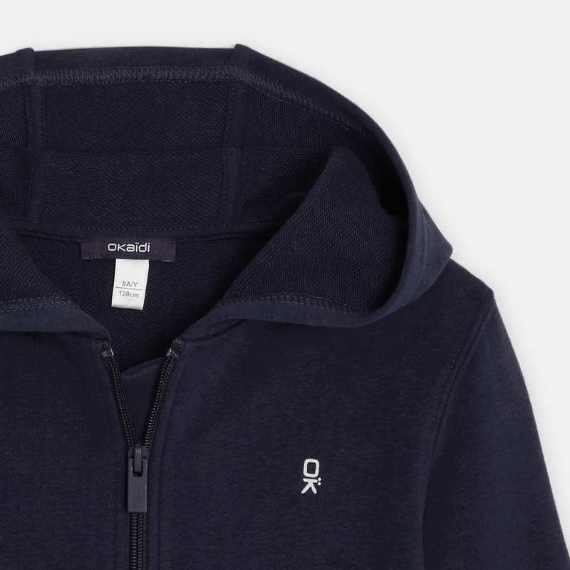 Sweat-shirt uni à capuche bleu garçon