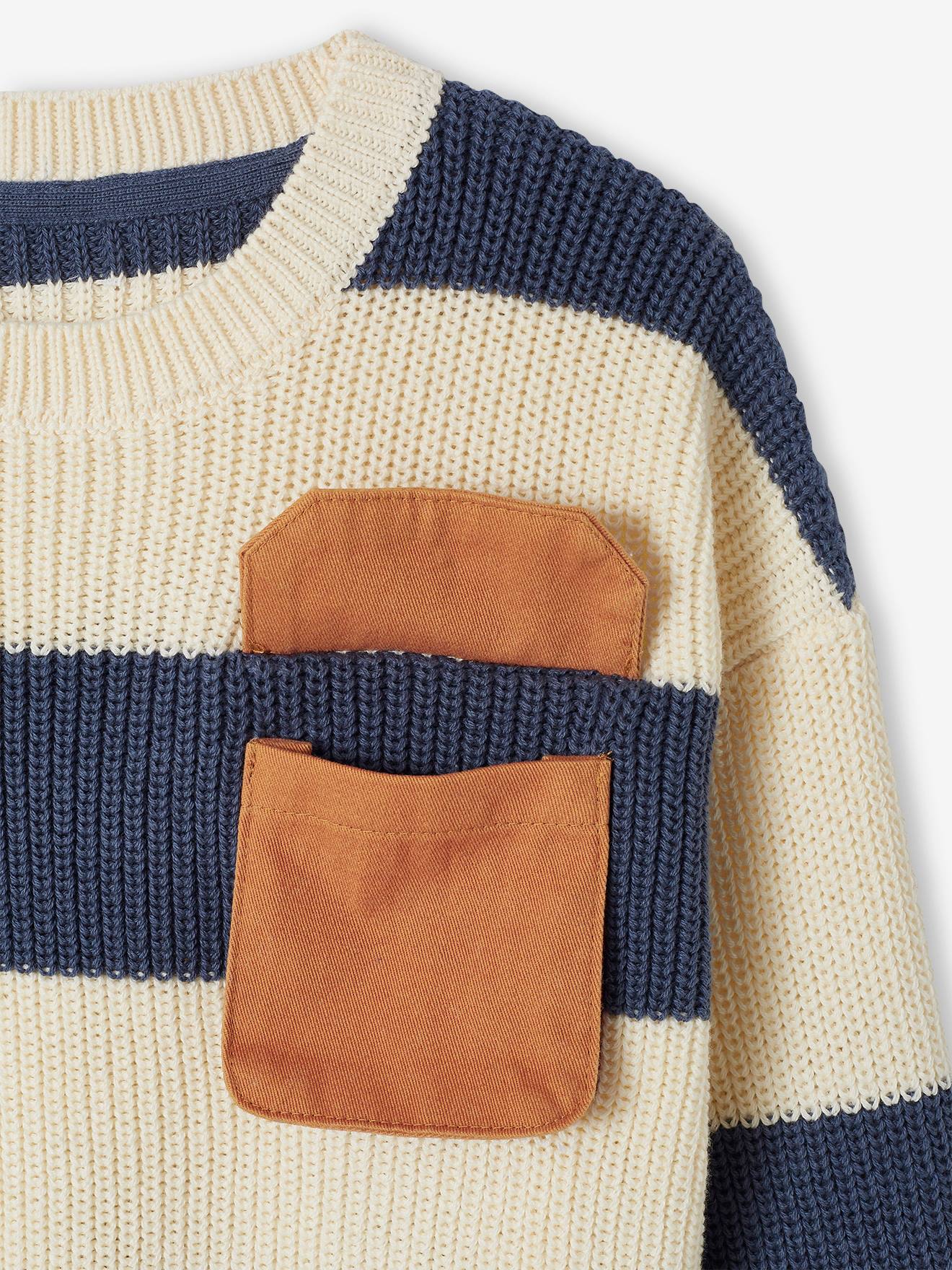 Vertbaudet Jungen Pullover mit breiten Streifen - marine gestreift