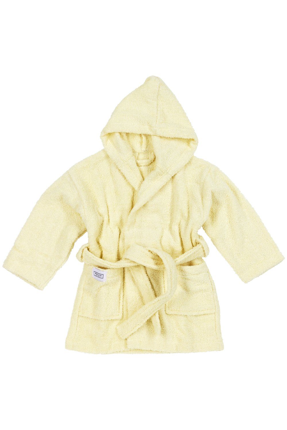 Meyco Baby Babybademantel Uni Soft Yellow, Baumwolle, Band, 86/92