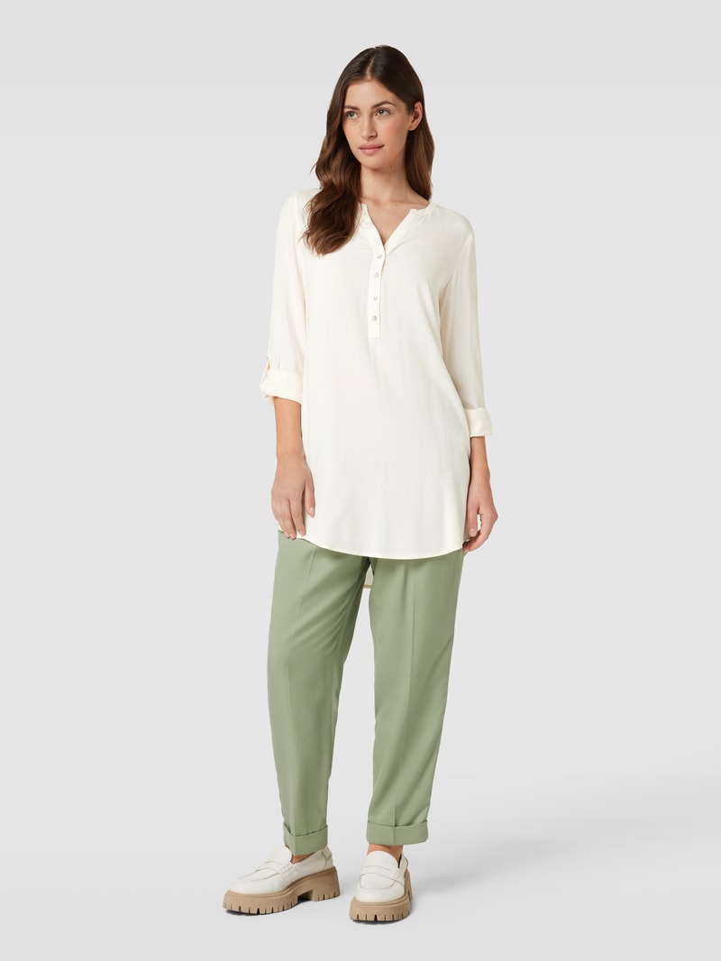 Longbluse aus reiner Viskose mit kurzer Knopfleiste Modell 'Uni' in offwhite
