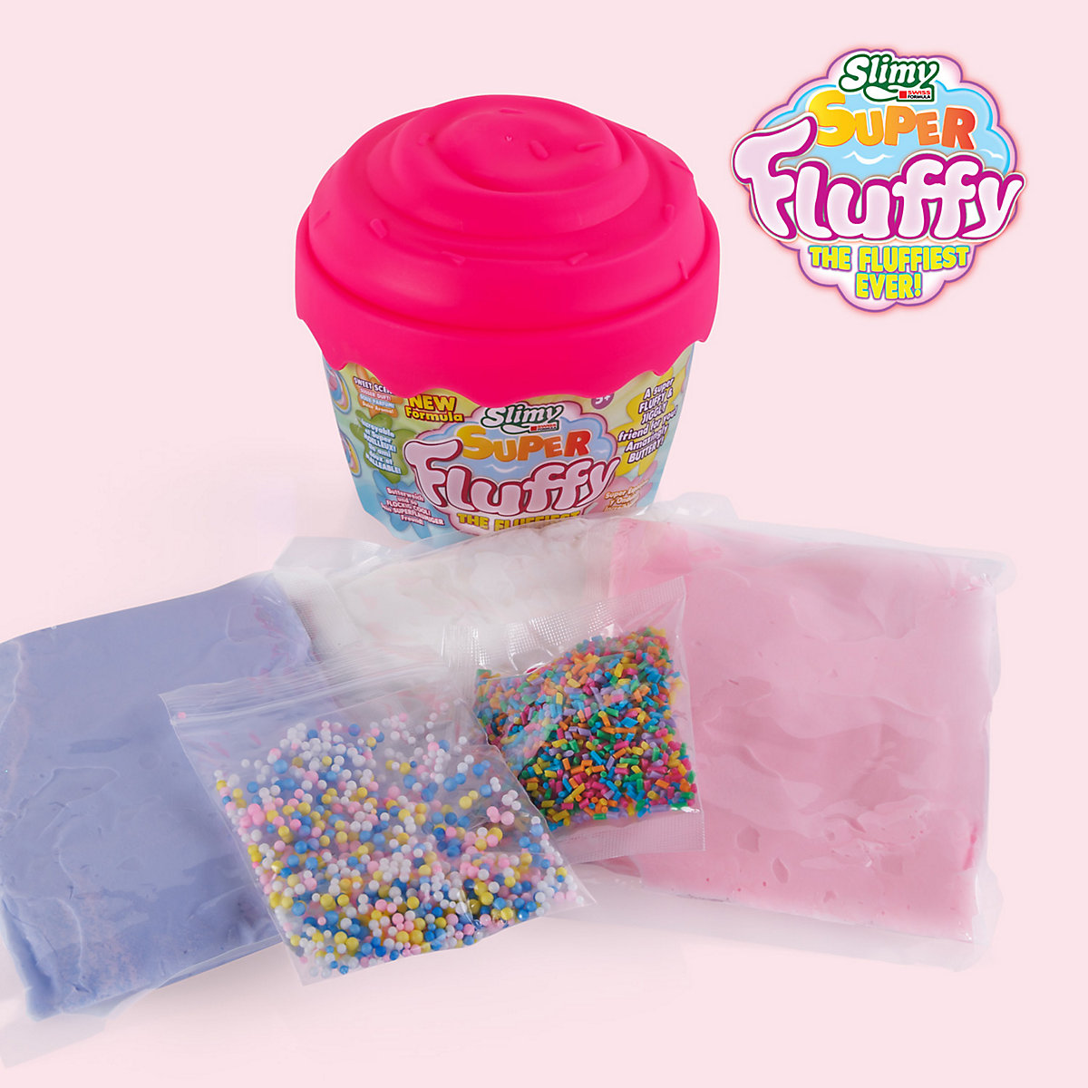 SLIMY® Super Fluffy 300g Spielmasse im Cup Cake-Becher - der flaumigste Original Slimy Slime, lustig duftende Schleim Knete für Kinder
