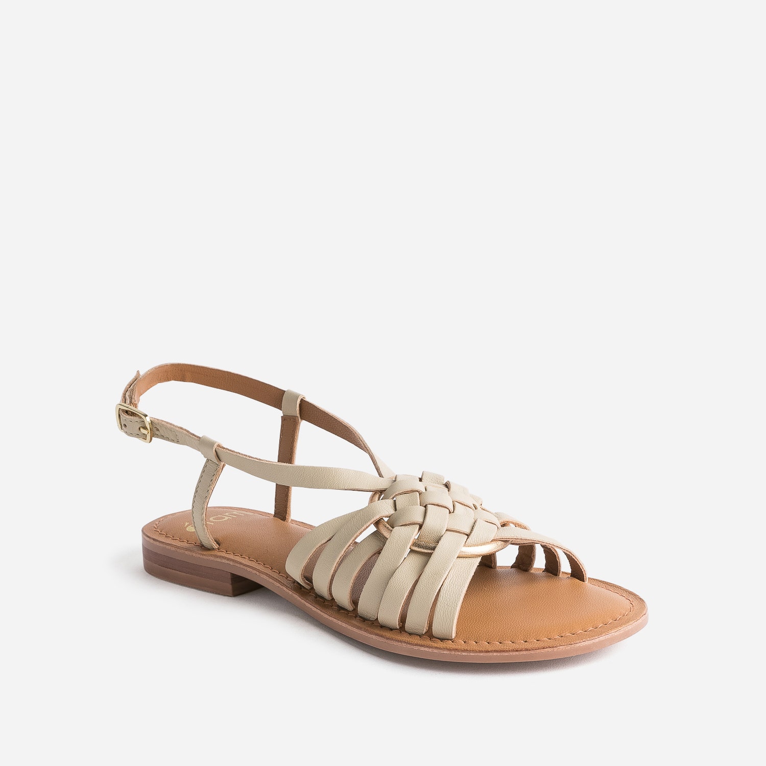 Sandale beige cuir avec anneau