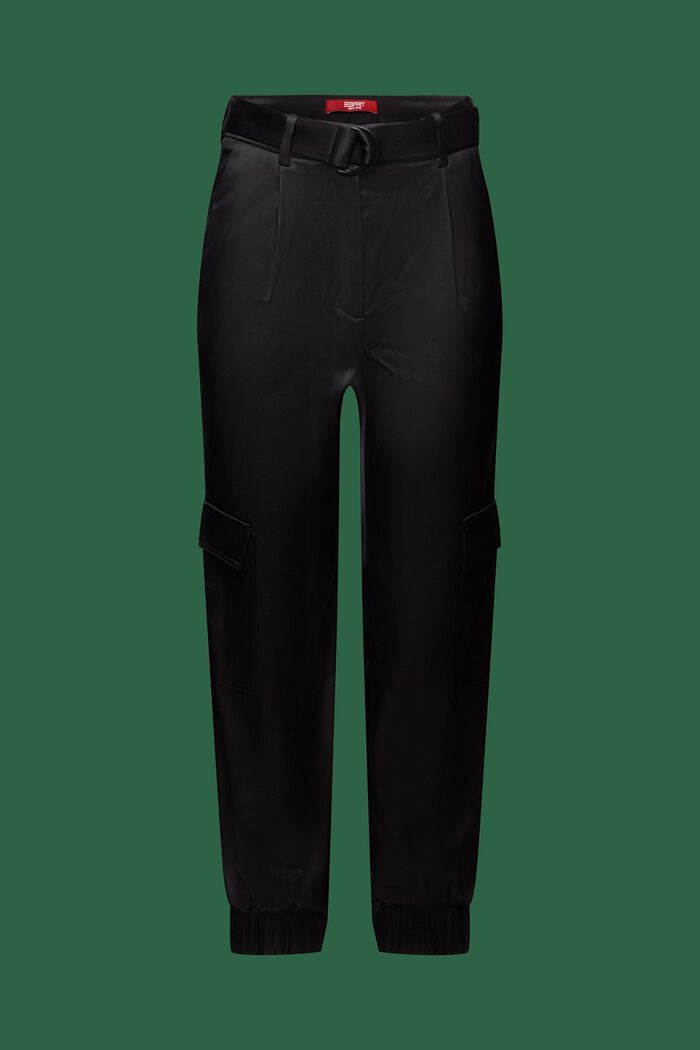 Satin-Cargohose mit Gürtel
