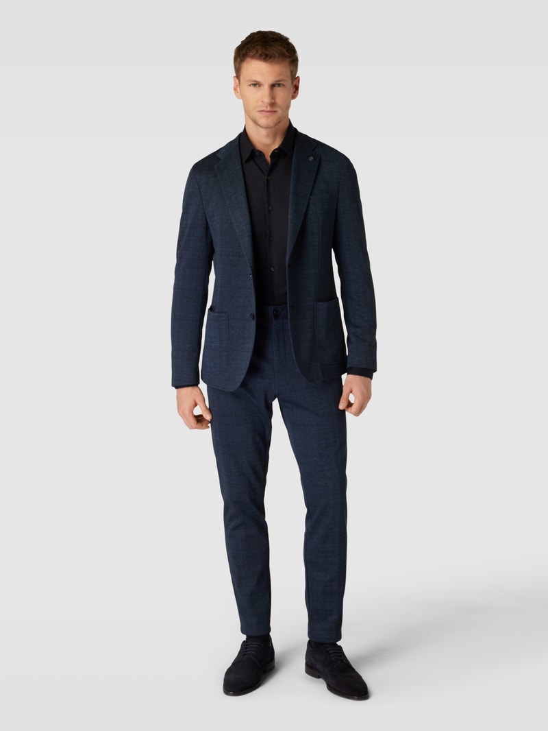 Slim Fit Business-Hemd in unifarbenem Design Modell 'Bari' in marineblau