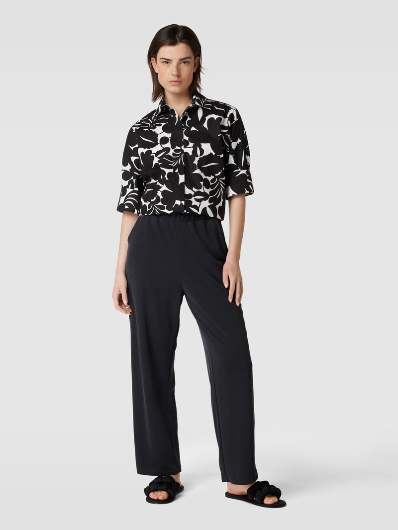 Bluse aus Baumwolle mit Allover-Print in schwarz