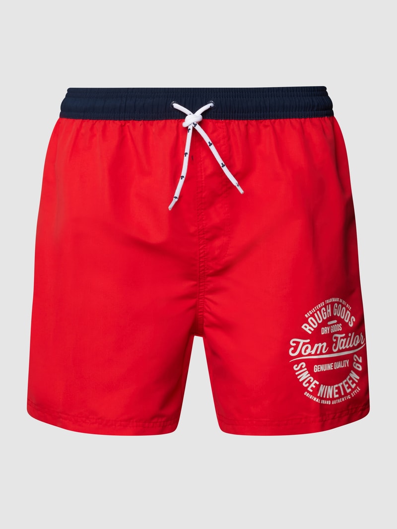 Badehose mit Label-Print in rot