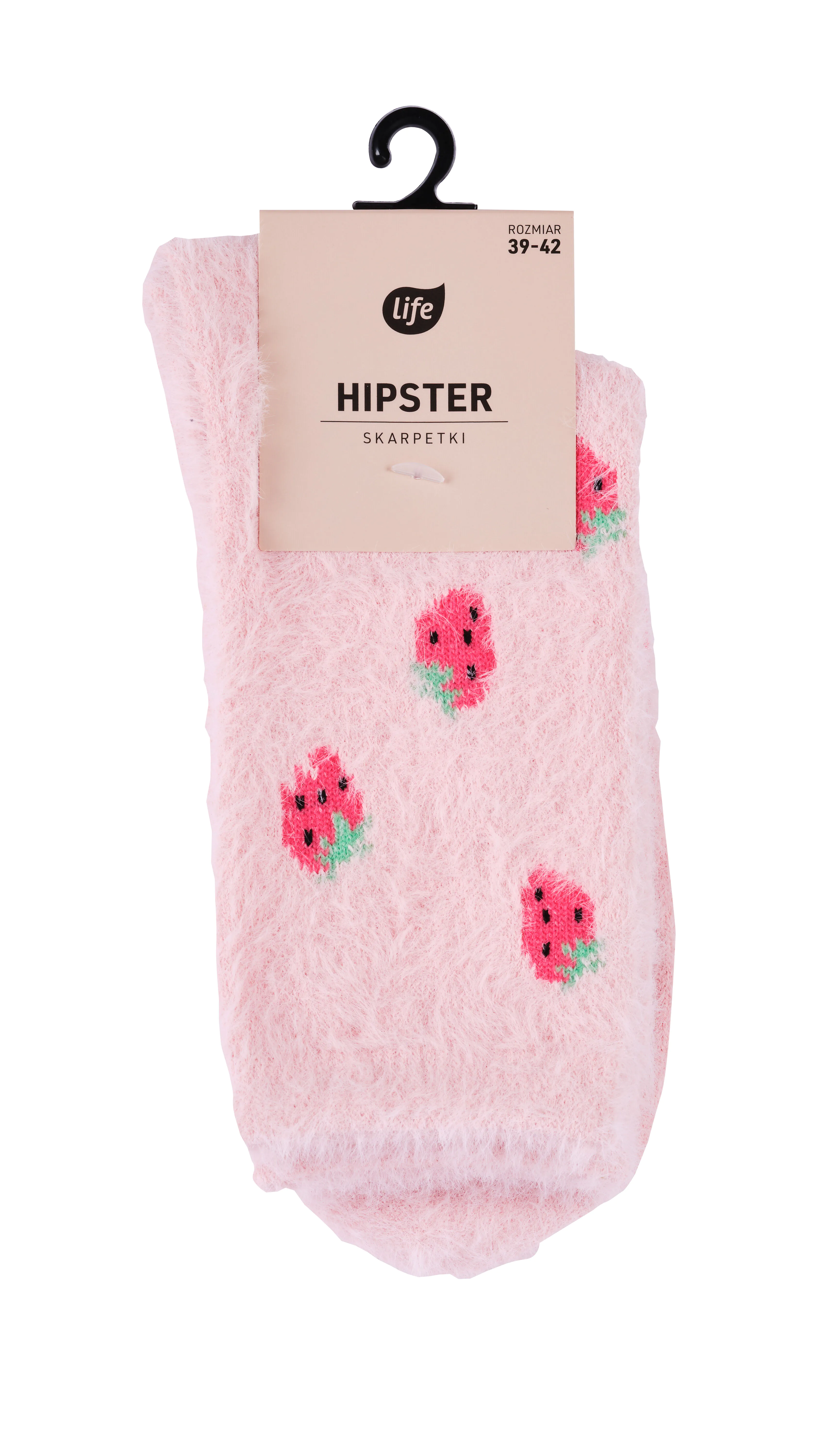 Плишане женске чарапе Life Hipster, јагоде, величине 39-42