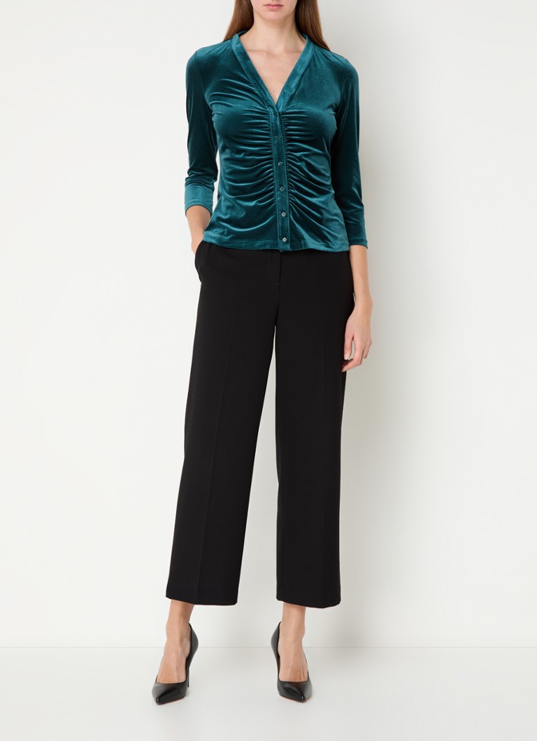 Hobbs Hattie velvet blouse with V-neck