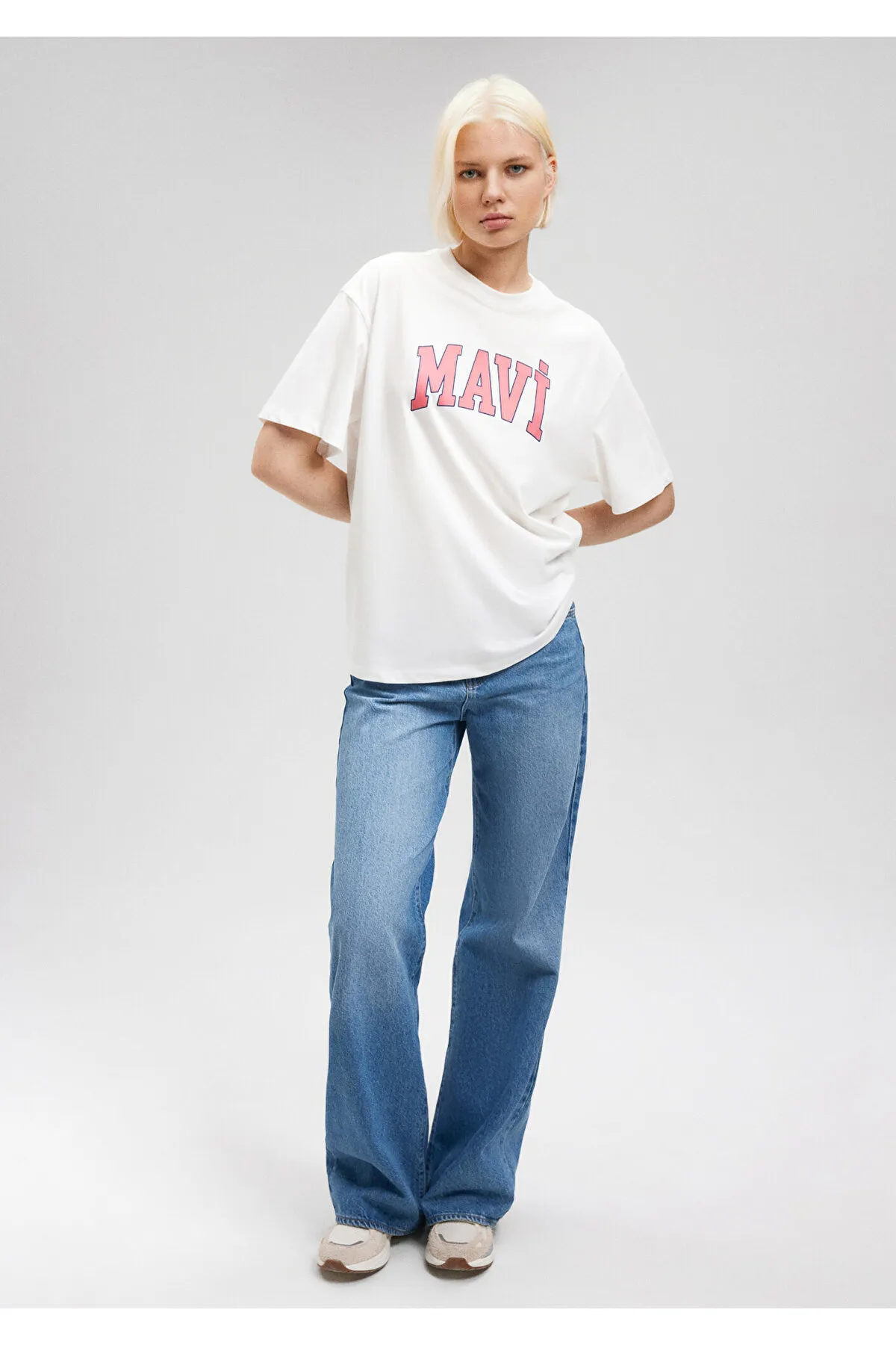 Mavi  Weißes T-Shirt mit Logo-Print, Übergröße/weiter Schnitt 1600843-80194