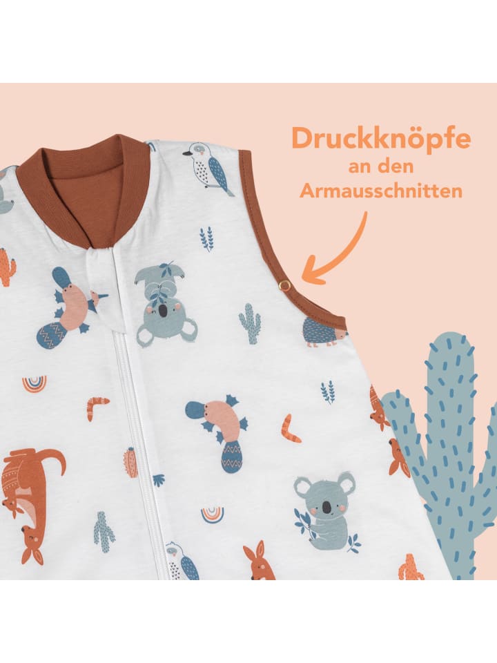 Schlummersack Schlafsack mit Füßen und umklappbaren Bündchen 1.0 TOG in Braun günstig kaufen