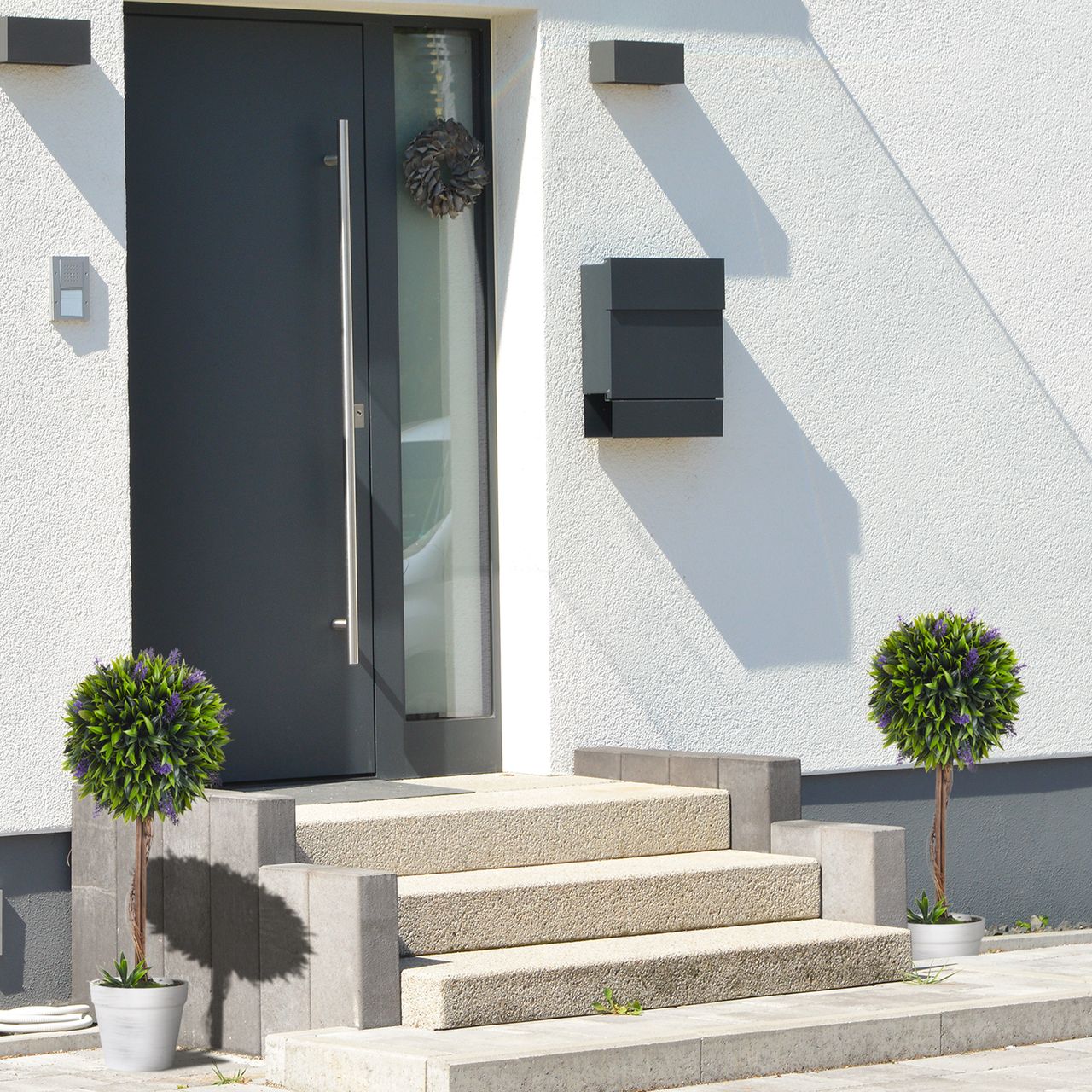 HOMCOM Kunstpflanze Lavendel 2er-Set Künstliche Pflanzen 60 cm Zimmerpflanze