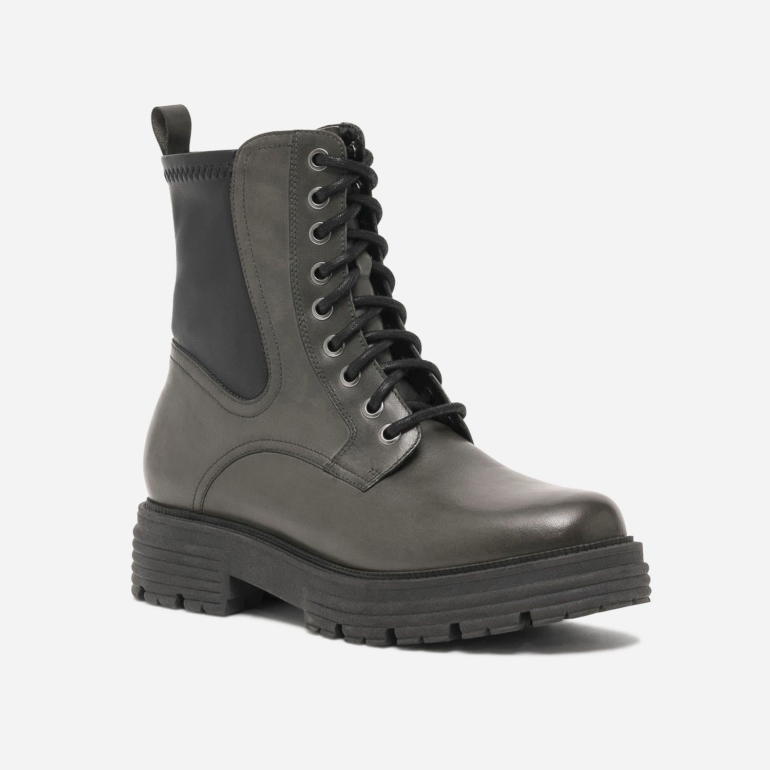 Boots à lacet TEXTO kaki et noir en cuir
