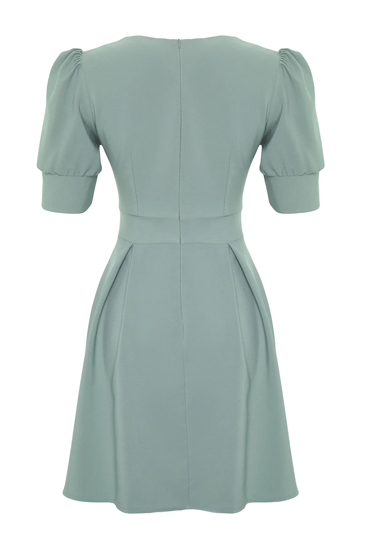 Trendyol Collection  Mintfarbenes Minikleid mit Taillenöffnung, gefüttert, zweireihig, Kragen, plissiert, gewebtes Kleid TWOSS20EL1639