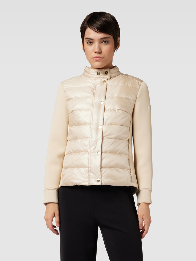 Jacke mit Stehkragen und Steppnähten in beige