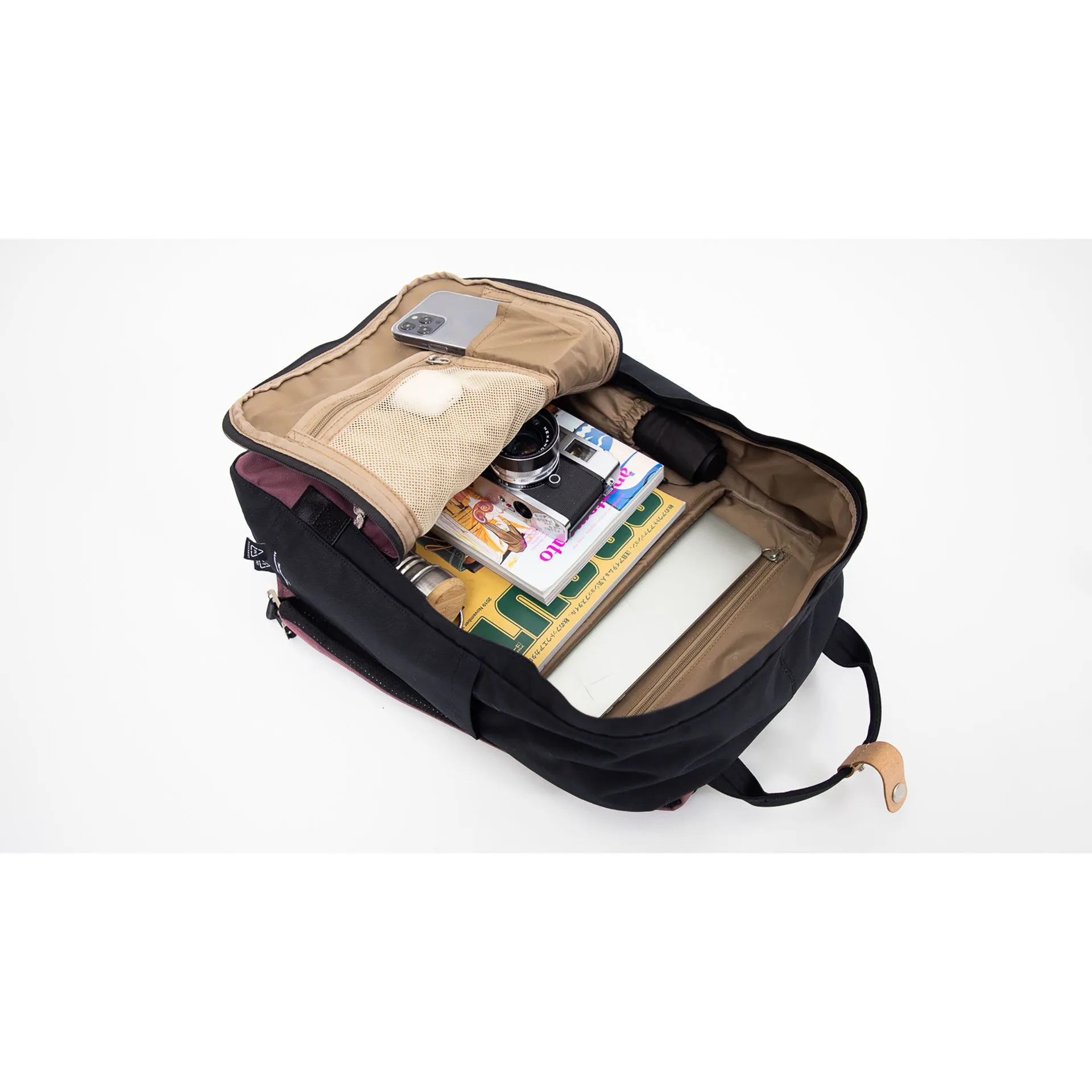 Doughnut Macaroon Large Reborn Backpack - plum x denim