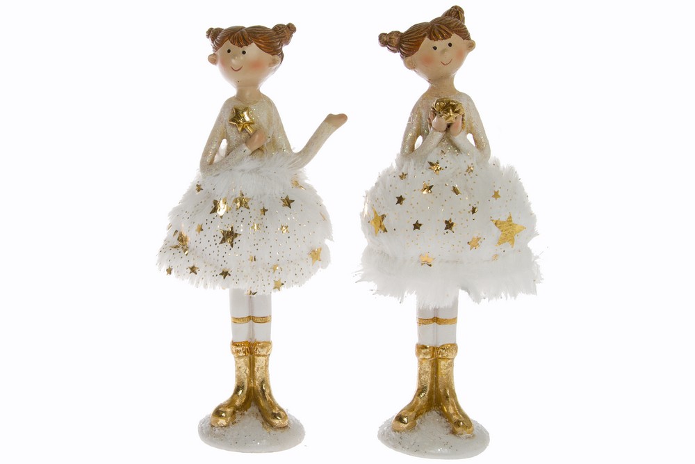 MyFlair My Flair 2er-Set Ballerina, 15 cm - weiß/gold