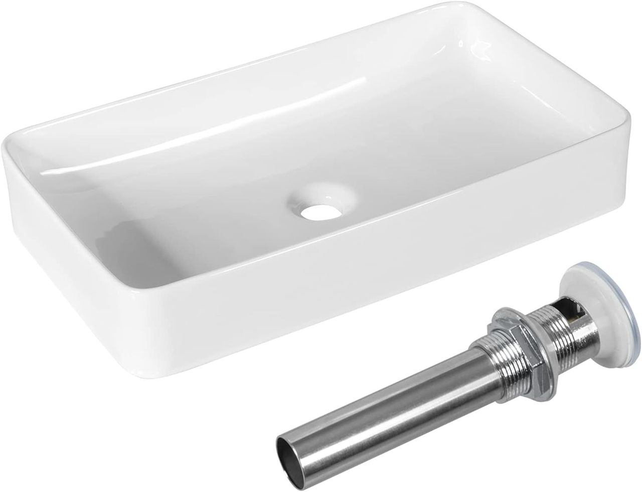 Costway 60x35cm Waschbecken mit Pop-up-Ablauf