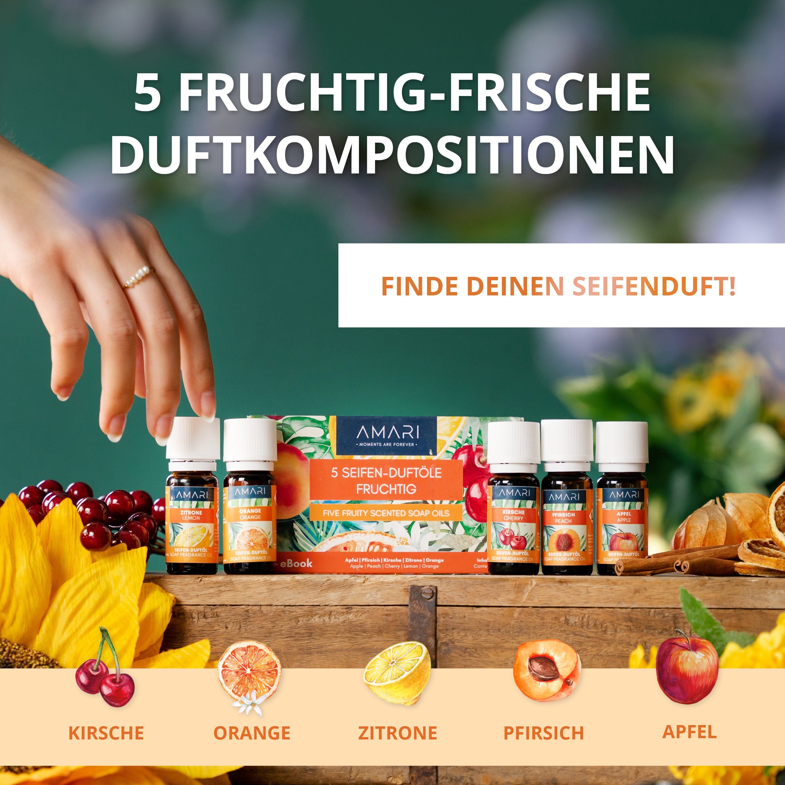Amari Seifen-Set AMARI® Duftöl Set Fruchtig 5 ausgewählte Duftöle zur Seifenherstellung