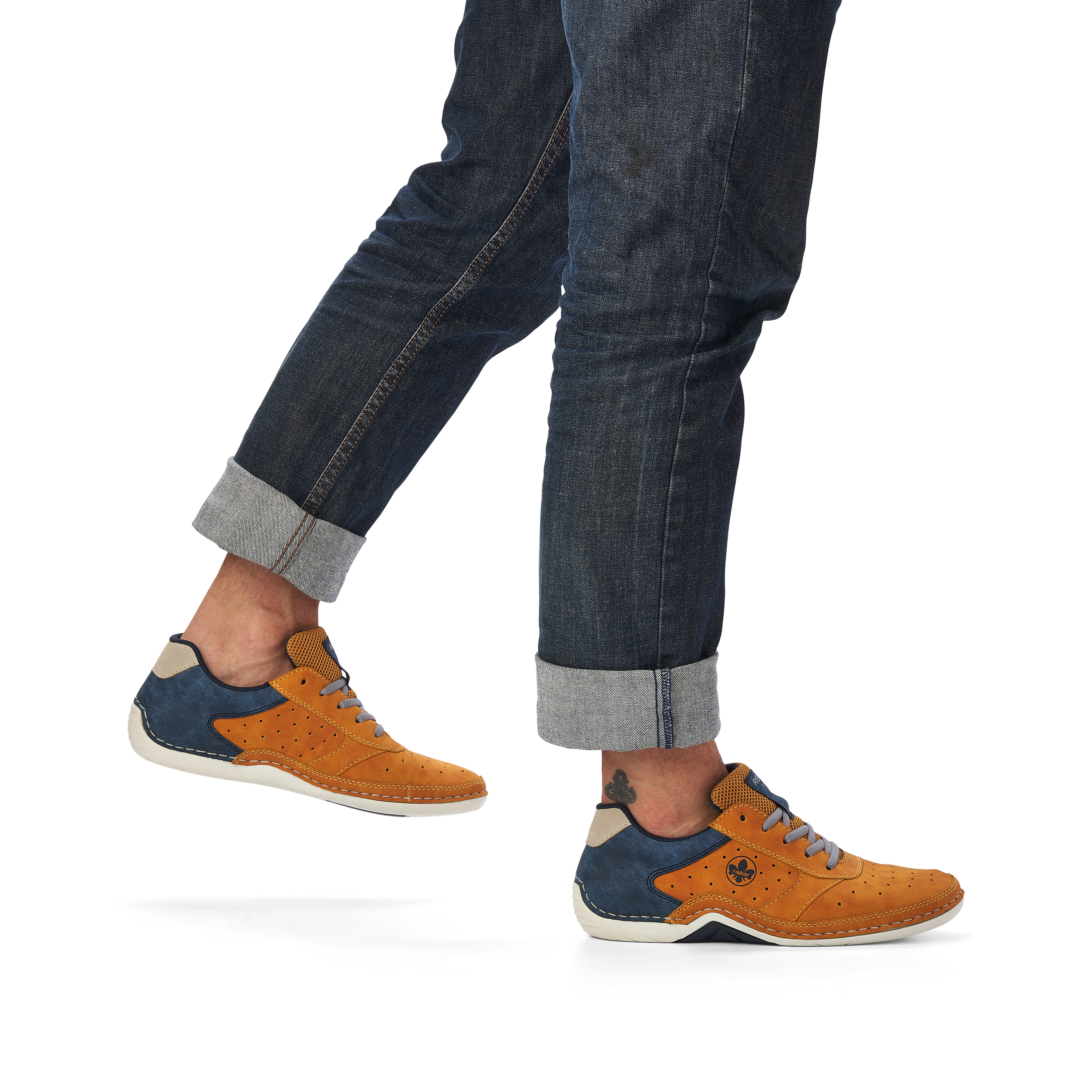 Rieker Herren Schnürschuhe goldgelb-königsblau