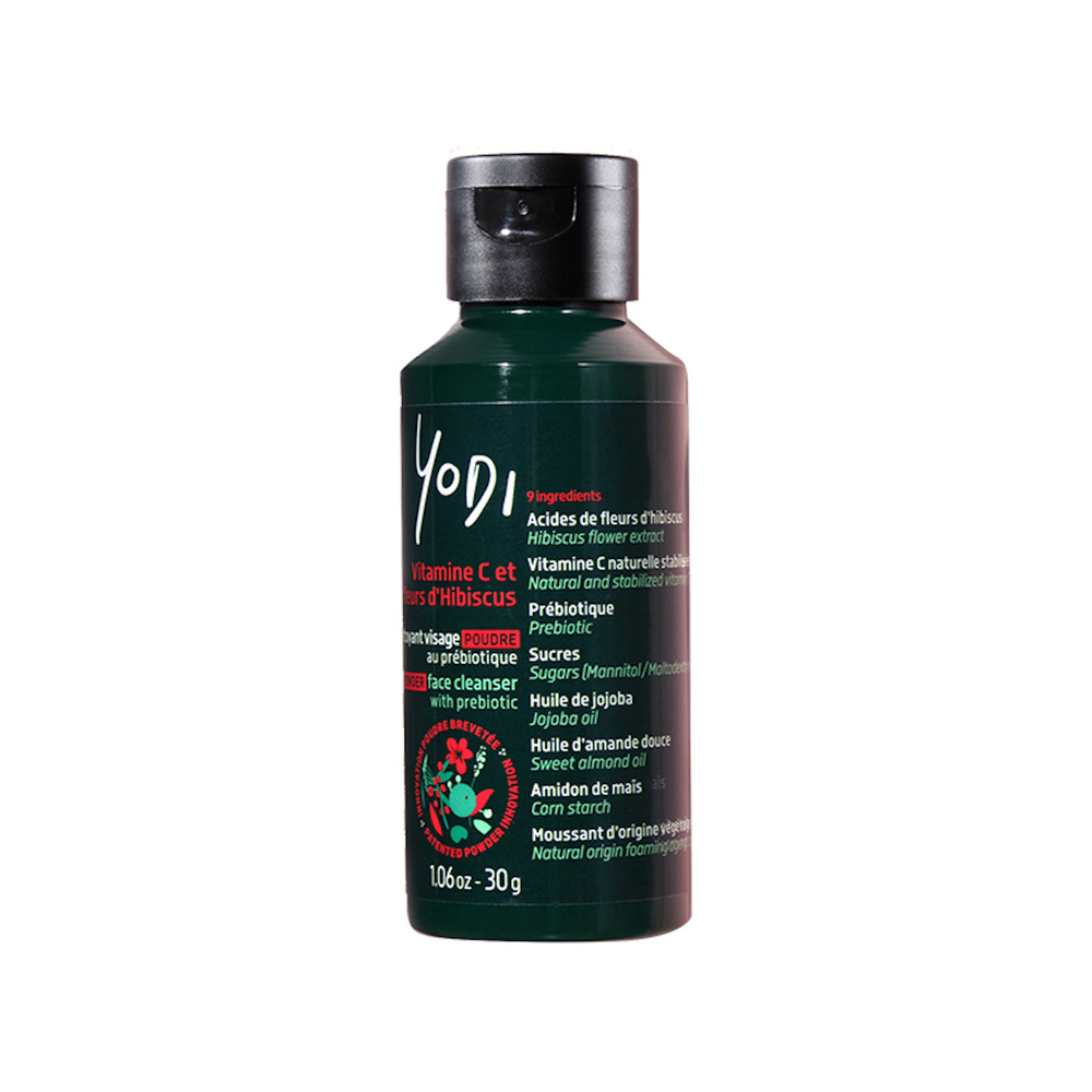 Yodi Vitamine C et Fleurs d'hibiscus  Nettoyant visage en Poudre au Prébiotique Nettoyant