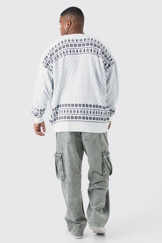 Plus Oversize Weihnachtspullover mit Deck The Halls Print