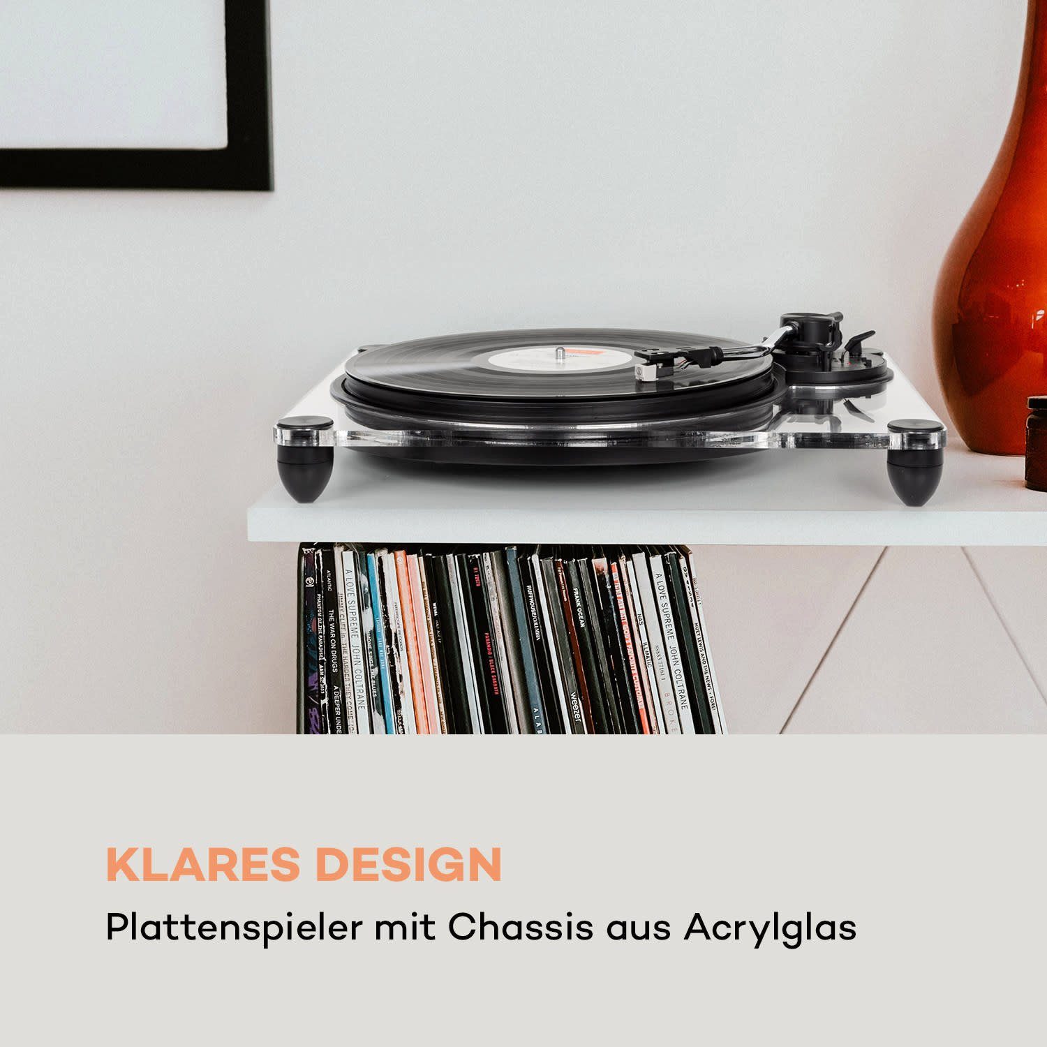 Auna Pureness Plattenspieler (lässt sich per AUX mit einer Anlage und per USB mit dem PC verbinden)