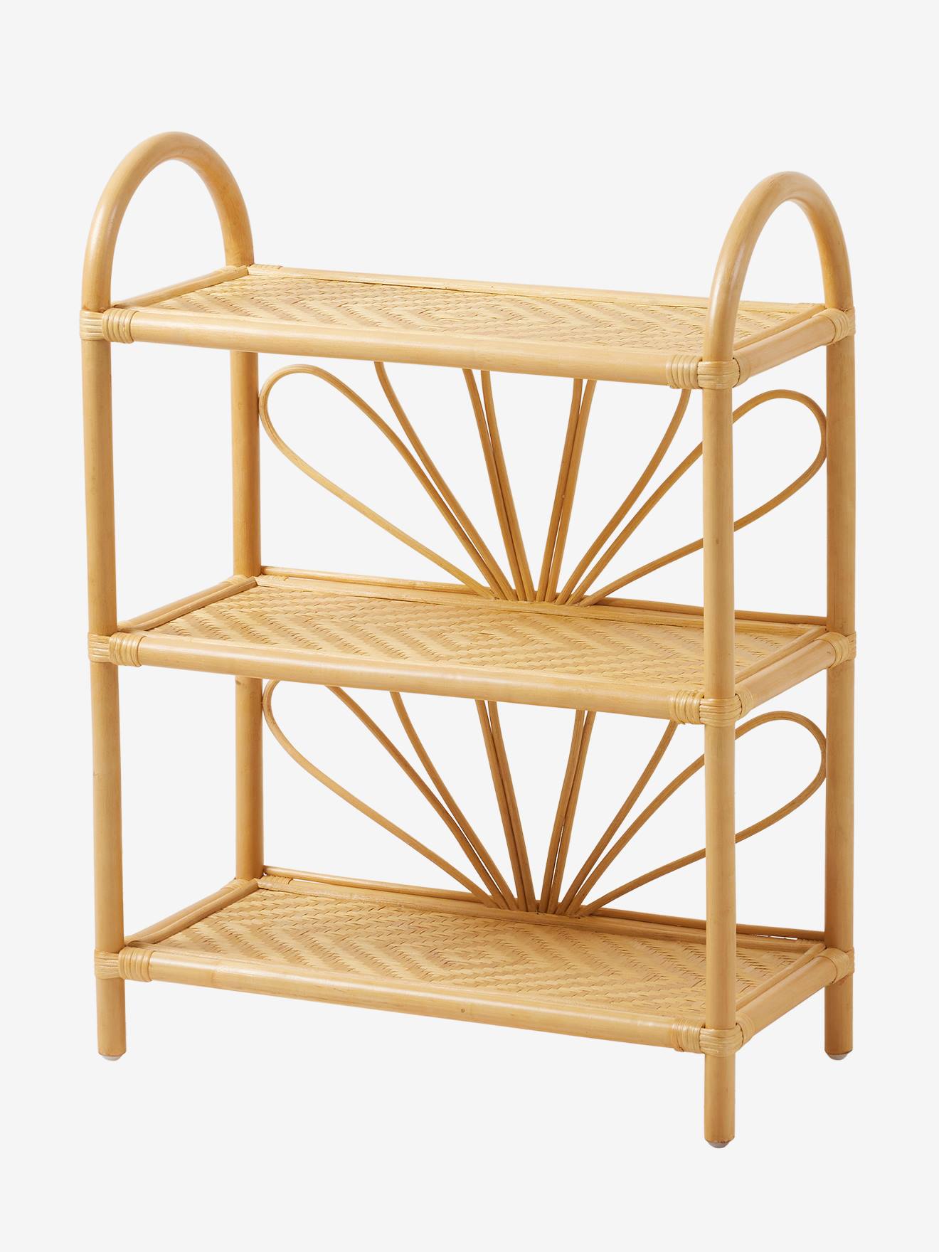 Vertbaudet Kinderzimmer Regal mit 3 Böden, Rattan BOHO - natur/blumenform