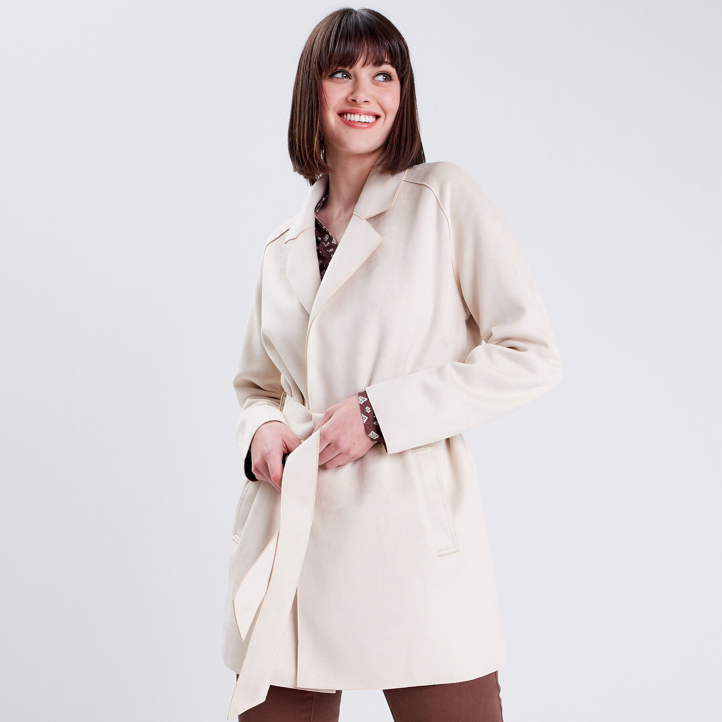 Trench droit ceinturé sable femme | Cache Cache