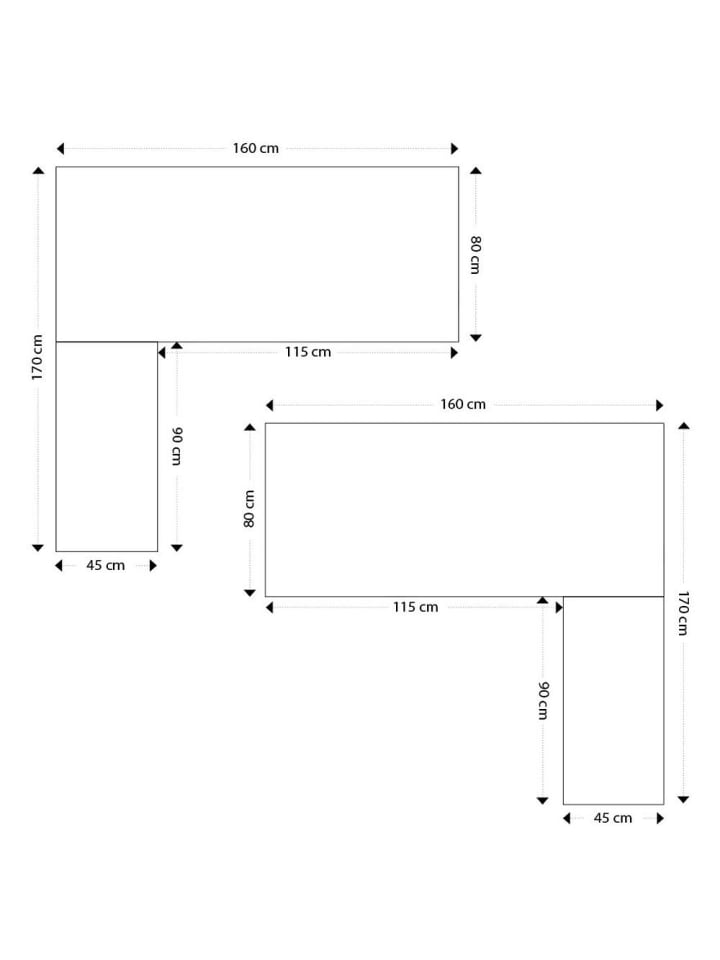 KADIMA DESIGN Eckschreibtisch 170x160 cm platzsparend funktional in Beige-Schwarz günstig kaufen 170 x 160 x 73 cm