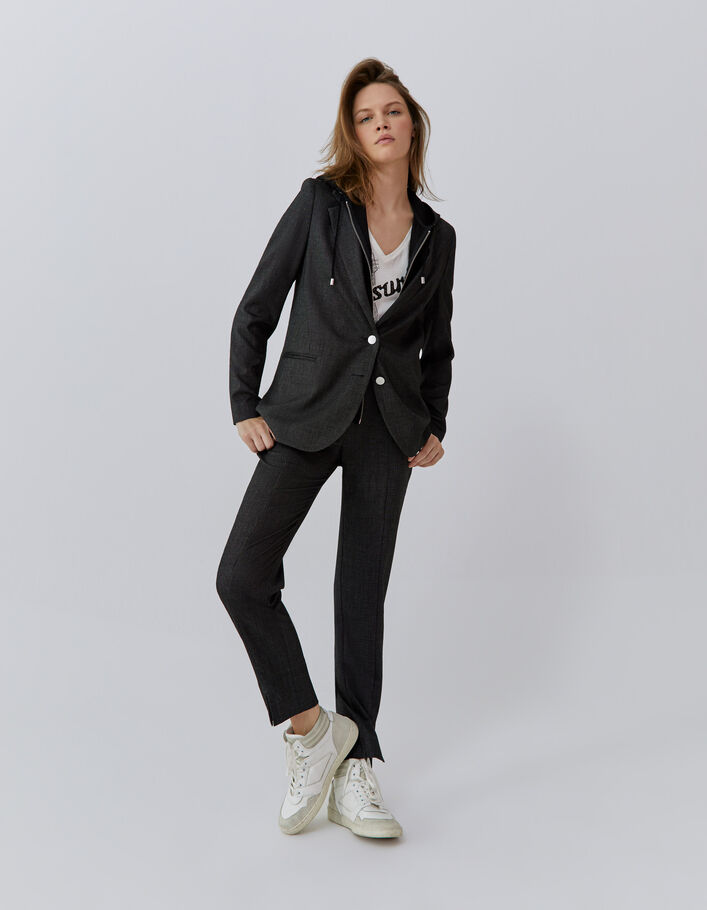 Veste de costume noire faux-uni parmenture amovible Femme