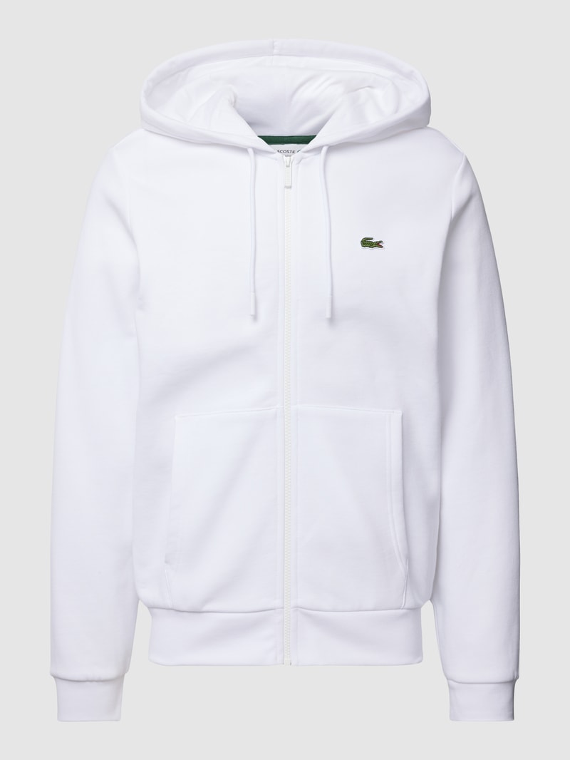 Sweatjacke mit Logo-Stitching in weiß