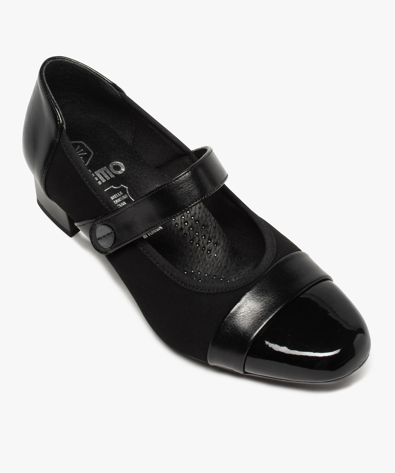 Escarpins confort multi-matières avec bride noir | GEMO