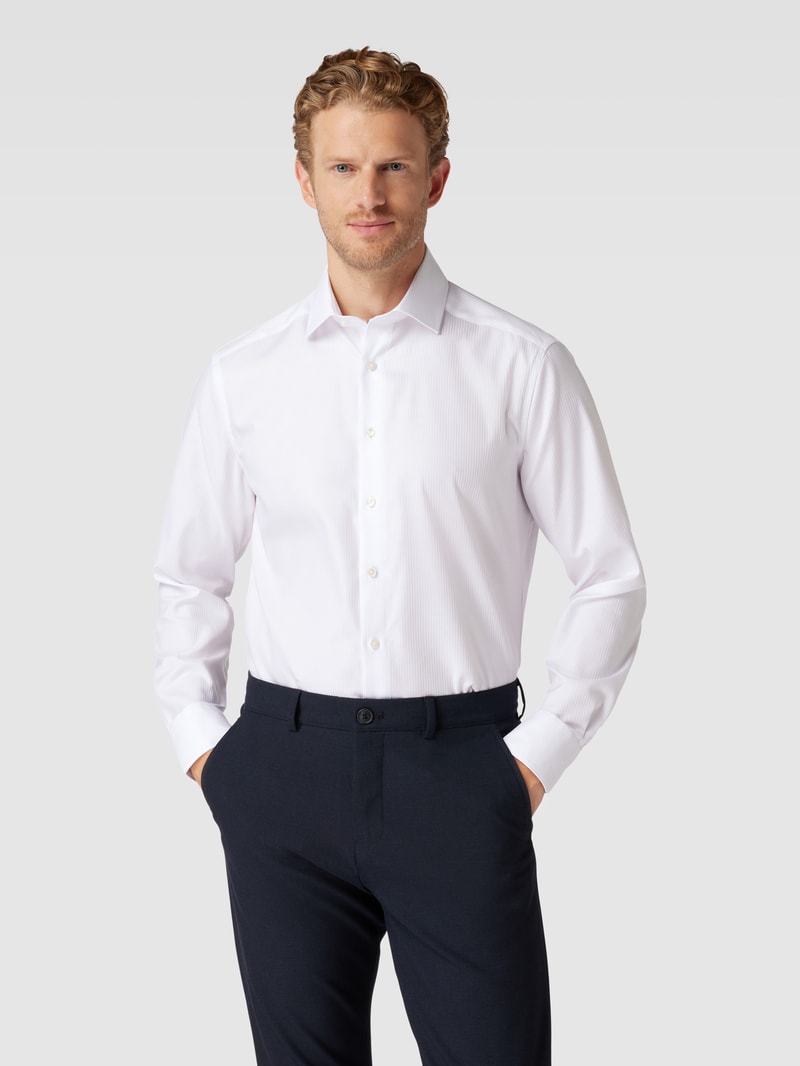Modern Fit Business-Hemd mit Streifenmuster Modell 'Global' in weiß