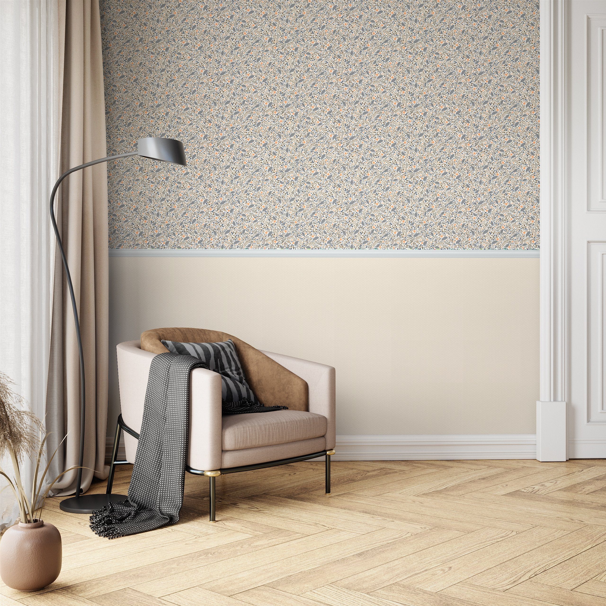 Newroom Vliestapete, Beige Tapete Landhaus Punkte - Punktetapete Weiß Romantisch Modern Pünktchen Polkadot für Wohnzimmer Schlafzimmer Büro