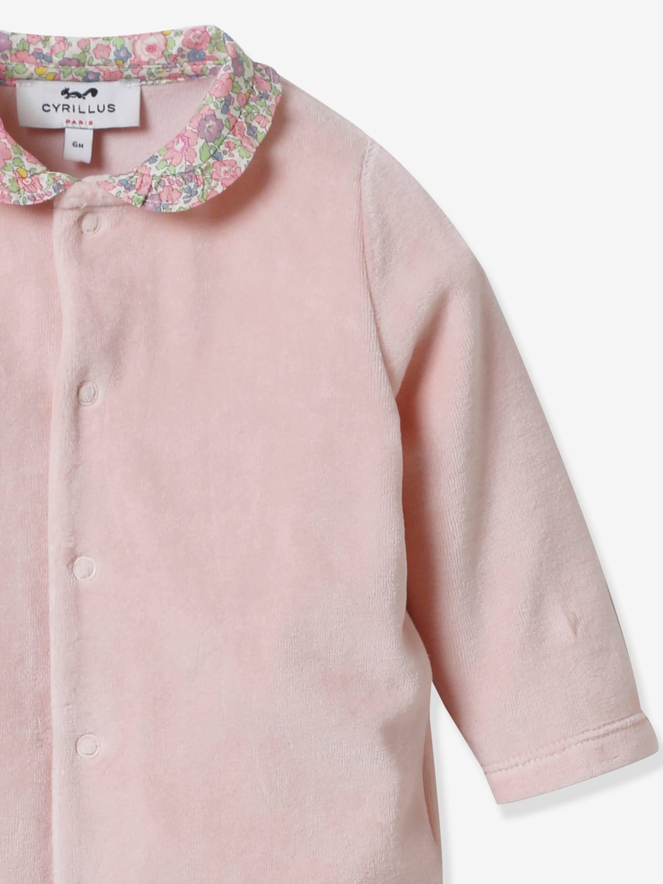 Coffret cadeau bébé : dors-bien en velours et tissu Liberty + doudou en tissu Liberty CYRILLUS rose