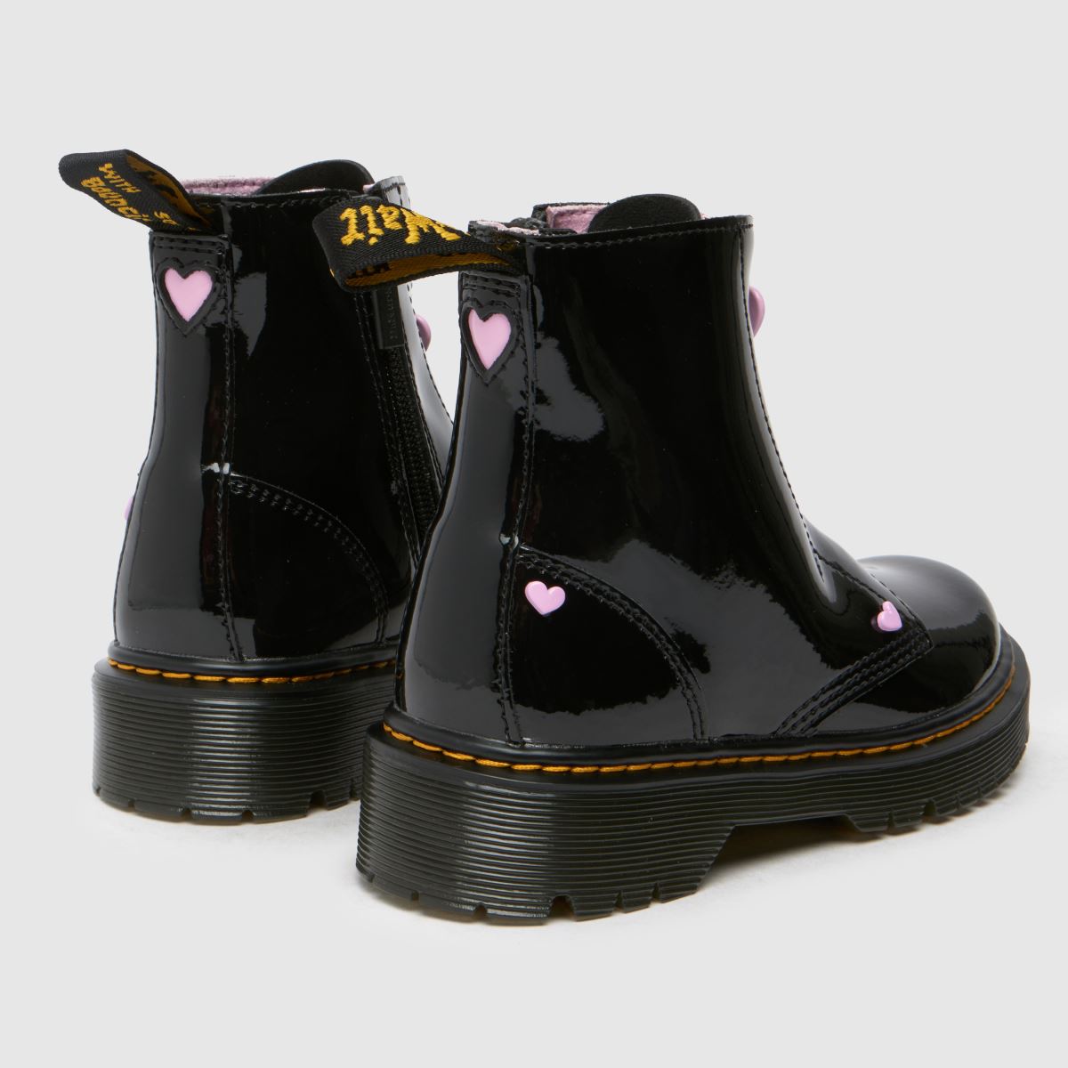 Dr Martens svarta & rosa Bex hjärtformade dragkedja flickstövlar