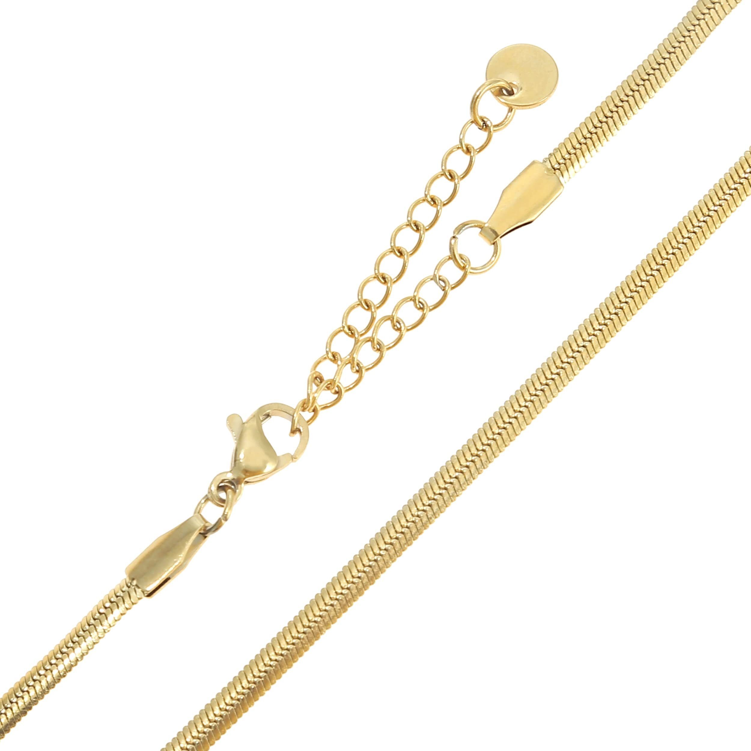 Made by Nami Schlangenkette Halskette mit starkem Karabiner-Verschluss, Choker Halskette Edelstahl 3mm Gliederkette