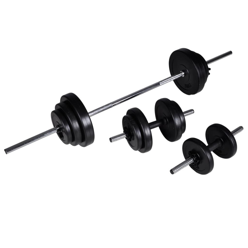 vidaXL Hantelbank Hantelbank mit Ablage, Langhantel und Kurzhantel-Set 30,5 kg
